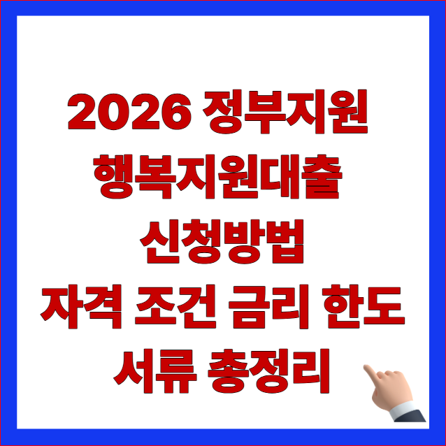 2026년 정부지원 행복지원대출 신청방법 자격 조건 및 저금리 서민금융 안내 이미지