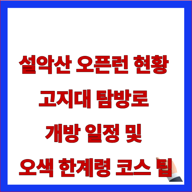 설악산 오픈런 현황 고지대 탐방로 개방 일정 및 오색 한계령 코스 팁 안내 이미지
