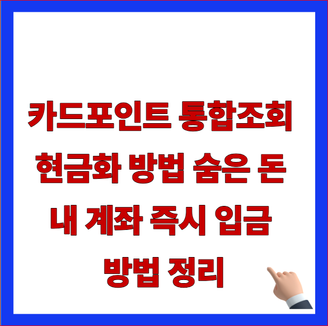 카드포인트 통합조회 현금화 방법 및 숨은 돈 내 계좌 즉시 입금 정리 안내 이미지
