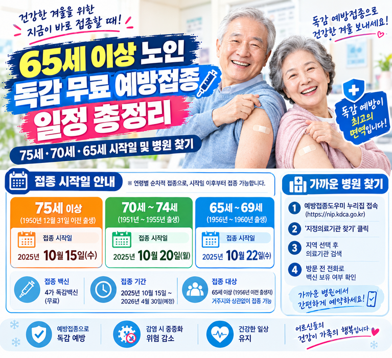 65세 이상 노인 독감 무료 예방접종