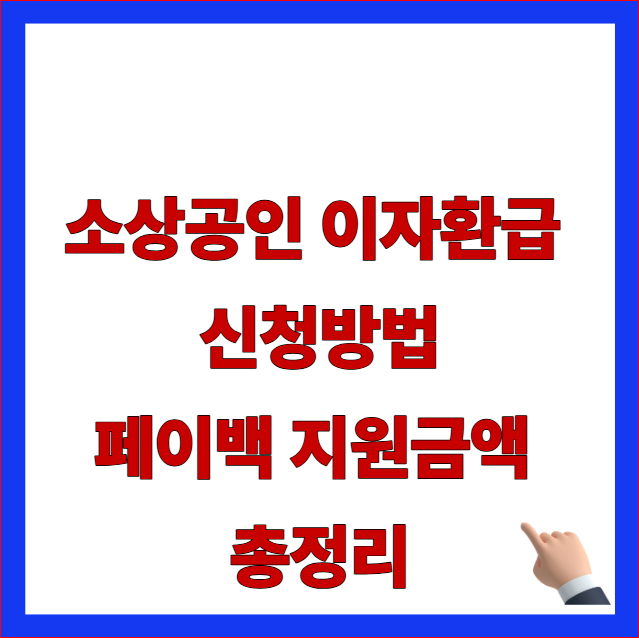 소상공인 이자환급 신청방법 페이백 지원금액 총정리 글자가 적힌 은행별 개인사업자 금융 지원 및 캐시백 오류 방어 안내