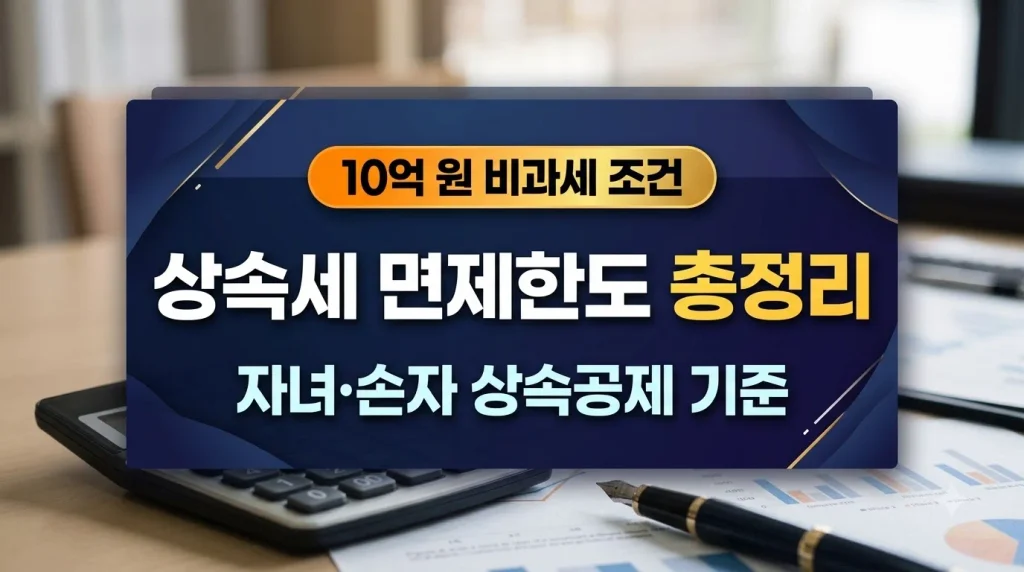 상속세 면제한도 총정리 및 10억 원 비과세 조건 자녀·손자 상속공제 기준