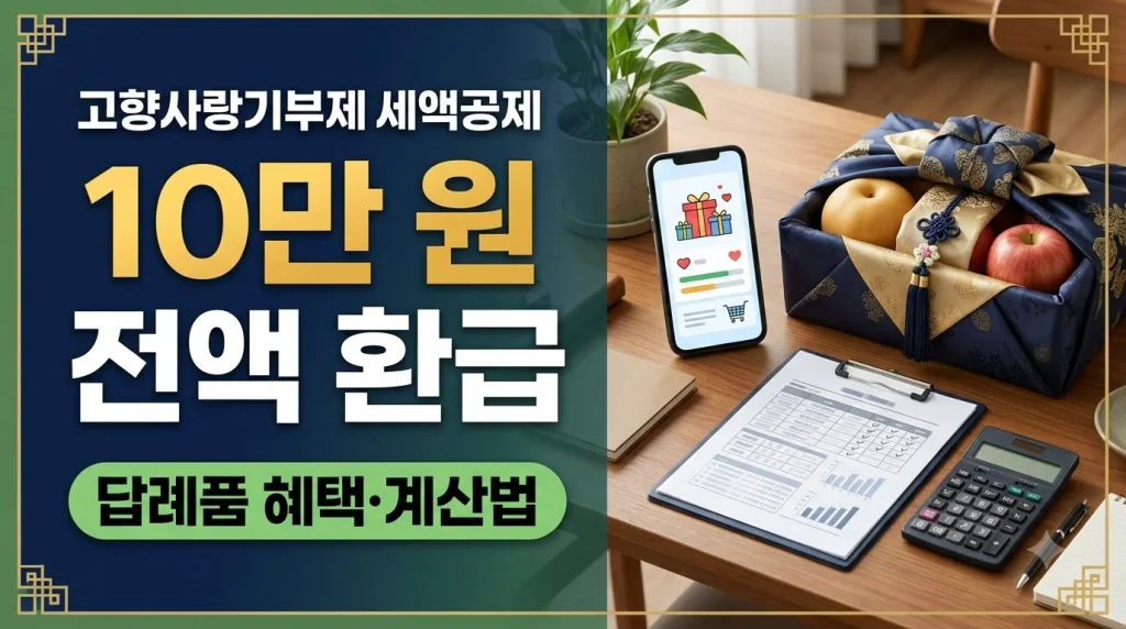 고향사랑기부제 세액공제 10만 원 전액 환급 및 답례품 혜택 계산법