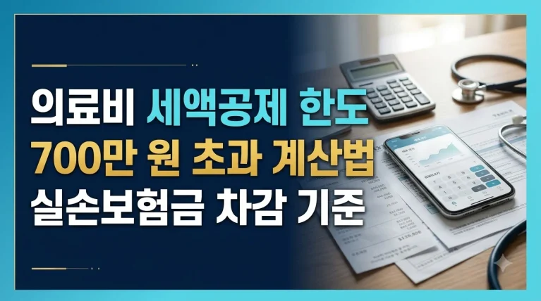 의료비 세액공제 한도 700만 원 초과 계산법 및 실손보험금 차감 기준 안내