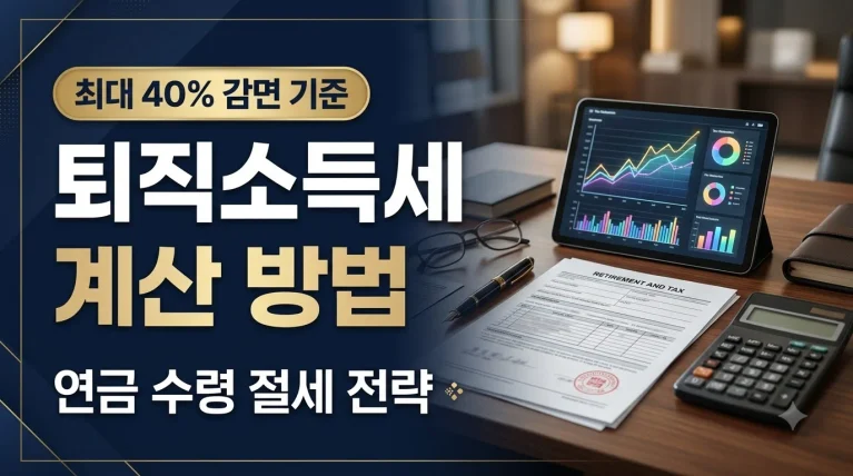 퇴직소득세 계산 방법 및 IRP 연금 수령 절세 전략 최대 40% 감면 기준 안내