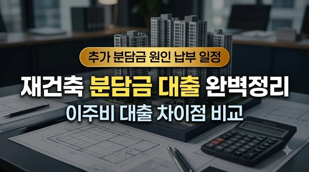 재건축 분담금 대출 조건 및 이주비 대출 차이점 비교 안내