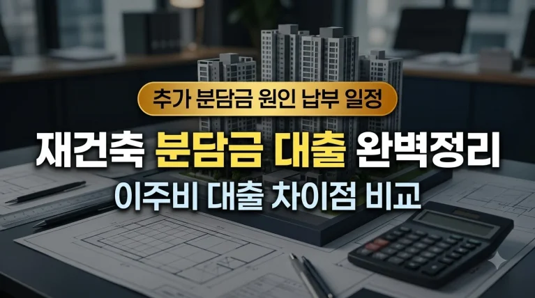 재건축 분담금 대출 조건 및 이주비 대출 차이점 비교 안내