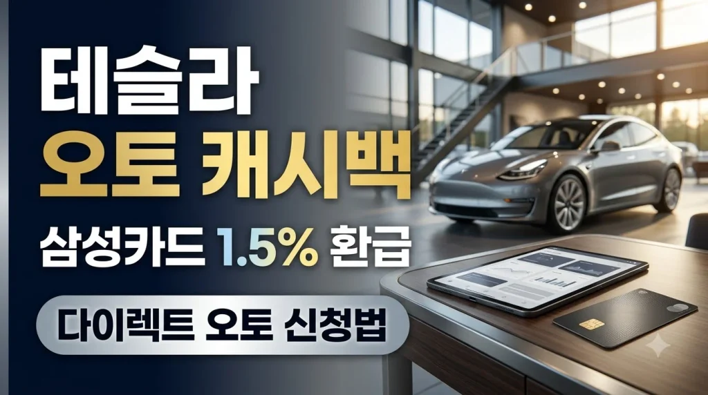 테슬라 오토 캐시백 혜택 삼성카드 일시불 및 선수금 1.5% 환급 다이렉트 오토 신청 방법