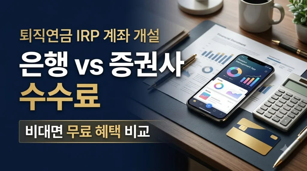 퇴직연금 IRP 계좌 개설 방법 및 은행 증권사 수수료 무료 비교
